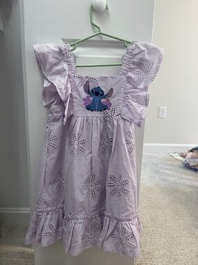 Disney Lavender Eyelet Dress with Stitch Embroidery